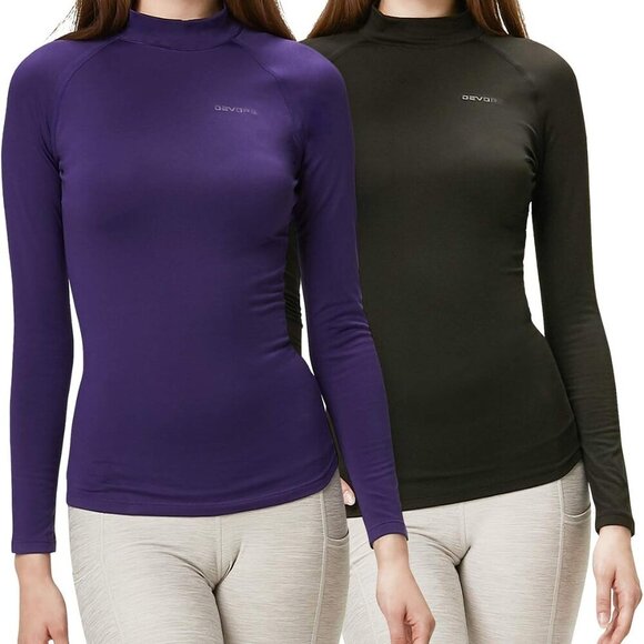 Chic 2 Pack Long Sleeve Turtle Neck Shirts - Ultra Comfortable Thermal Wear